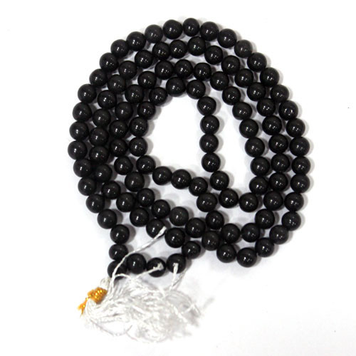 Kale Hakik Ki Mala - Black Agate Rosary