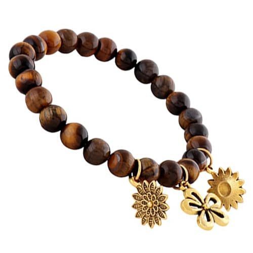 Tiger Eye With Pendant Stretchable Bracelet